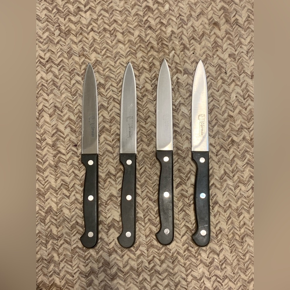 Set of 4 L.C. Germain 4.5" Utility Knife Black Handle